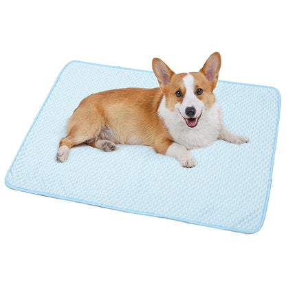 Pet Cooling Mat Dog Cat Breathable Summer Cooling Pad Light Blue