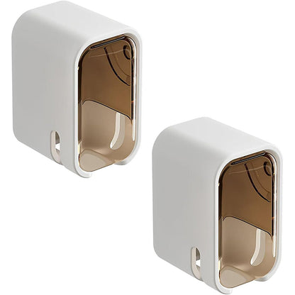 2PCS Wall-Mounted Toothbrush Holders with Cover Shower Tooth Brush Storage Coffee