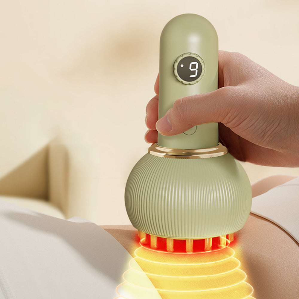 Electric Gua Sha Massager 9-Level Heat Cupping Massage Tool for Legs Arms Belly Body Green