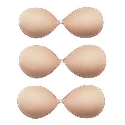 3 Pairs Adhesive Invisible Bra Strapless Push Up Bra Backless Silicone Bra Women-Nude
