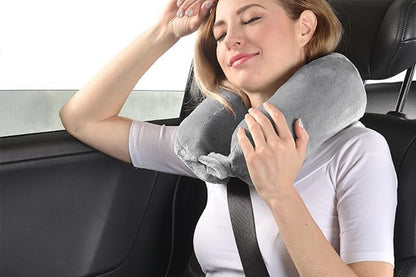 2 in 1 Travel Blanket and Pillow Flannel Blanket with Neck Pillow Case for Airplane Camping-Black