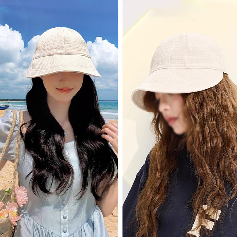 2 Pack Waffle Bucket Hats and Visor Caps - Beige