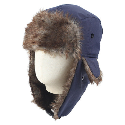 Trapper Hat with Warm Faux Fur ââ‚?Russian Bomber Pilot Winter Hat Dark Navy Blue
