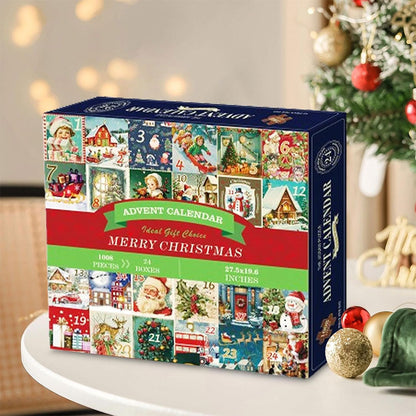 24 Days Advent Calendar 1008Pcs Christmas Puzzle Countdown Calendar Xmas Jigsaw Puzzle Style 3