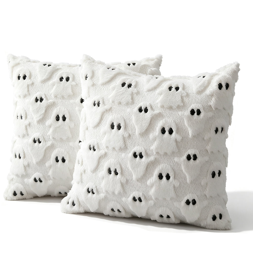 2 Pieces Halloween Ghost Pillow Covers Plush Cushion Covers