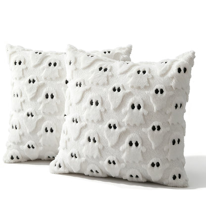 2 Pieces Halloween Ghost Pillow Covers Plush Cushion Covers