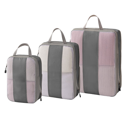 3Pcs Compression Packing Cubes for Travel Lightweight Storage Bags Set-Grey