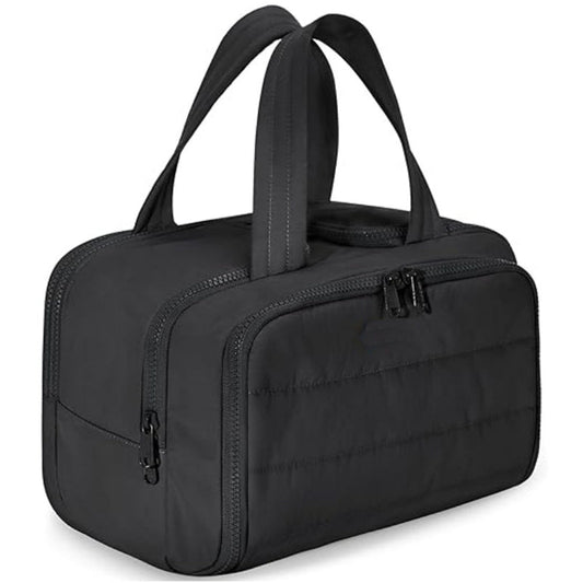 Travel Toiletry Bag Wide-open Makeup Bag Organizer with Handle Black