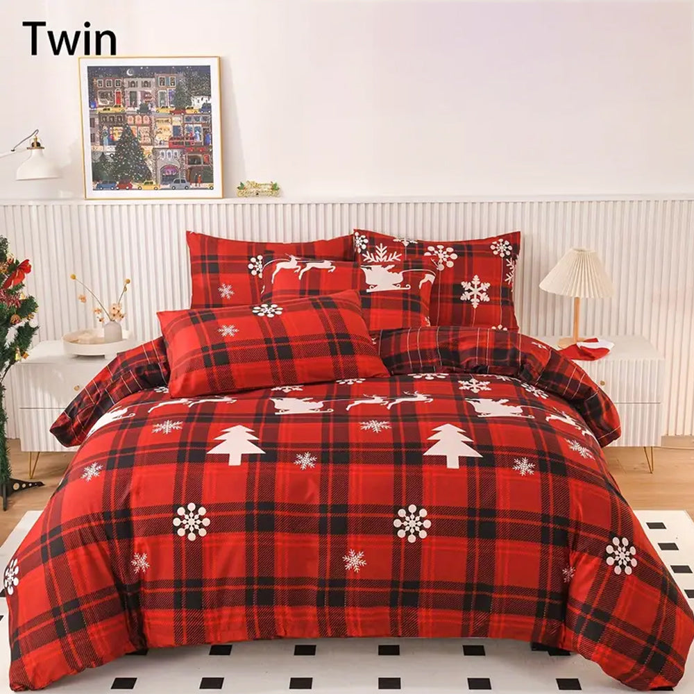Christmas Bedding Set Quilt Cover Pillowcases Set Xmas Printed Bedding Christmas Decor Style 2