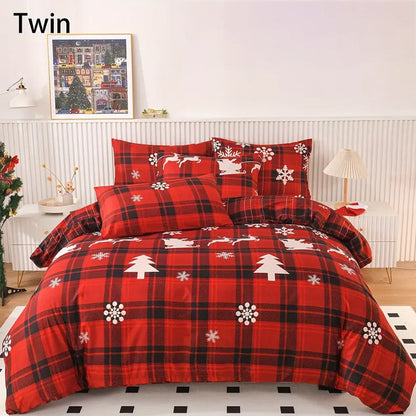 Christmas Bedding Set Quilt Cover Pillowcases Set Xmas Printed Bedding Christmas Decor Style 2