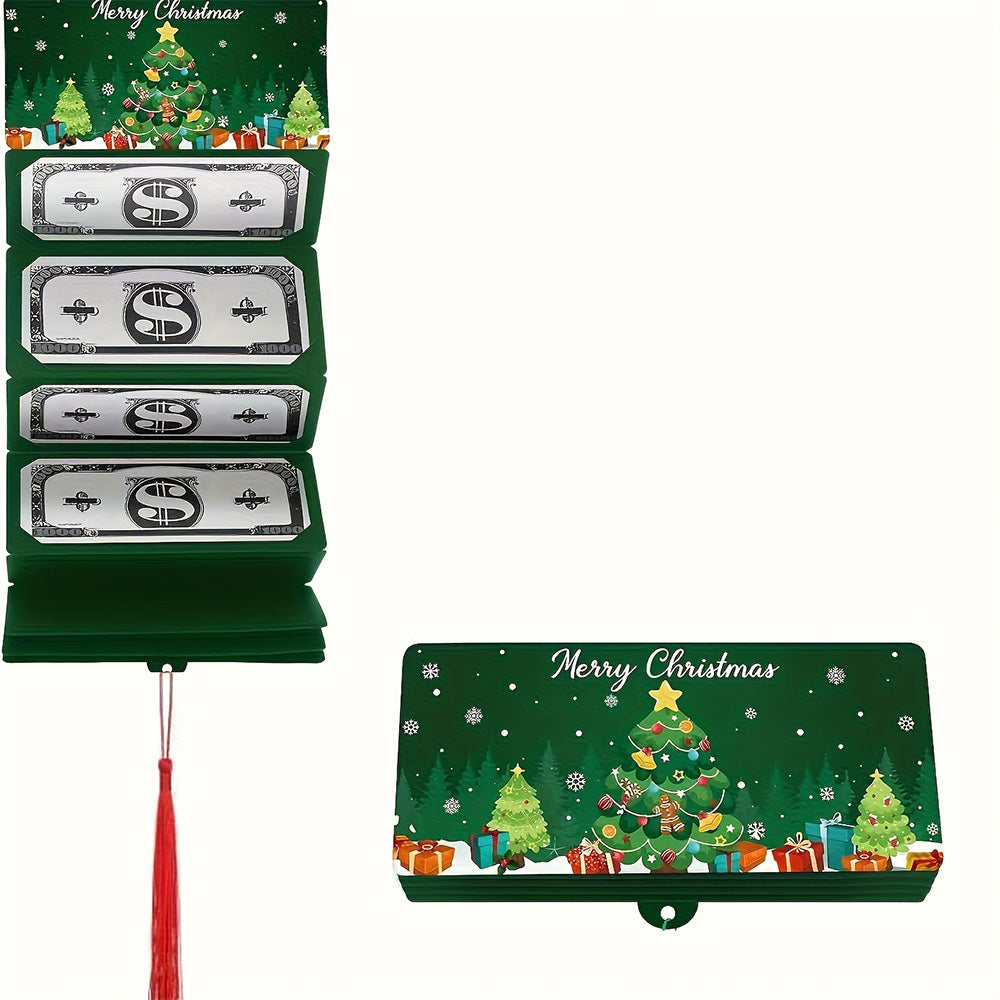10-Slot Foldable Christmas Red Envelope Holder with Gold Foil Stamping ¨C Holiday Money Gift Envelope Organizer Green