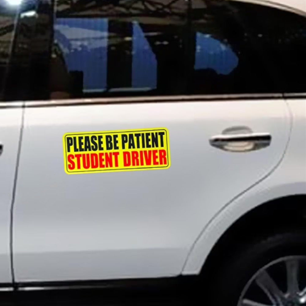 5Pcs Student Driver Sticker Reflective Please Be Patient Car Sticker-Style1