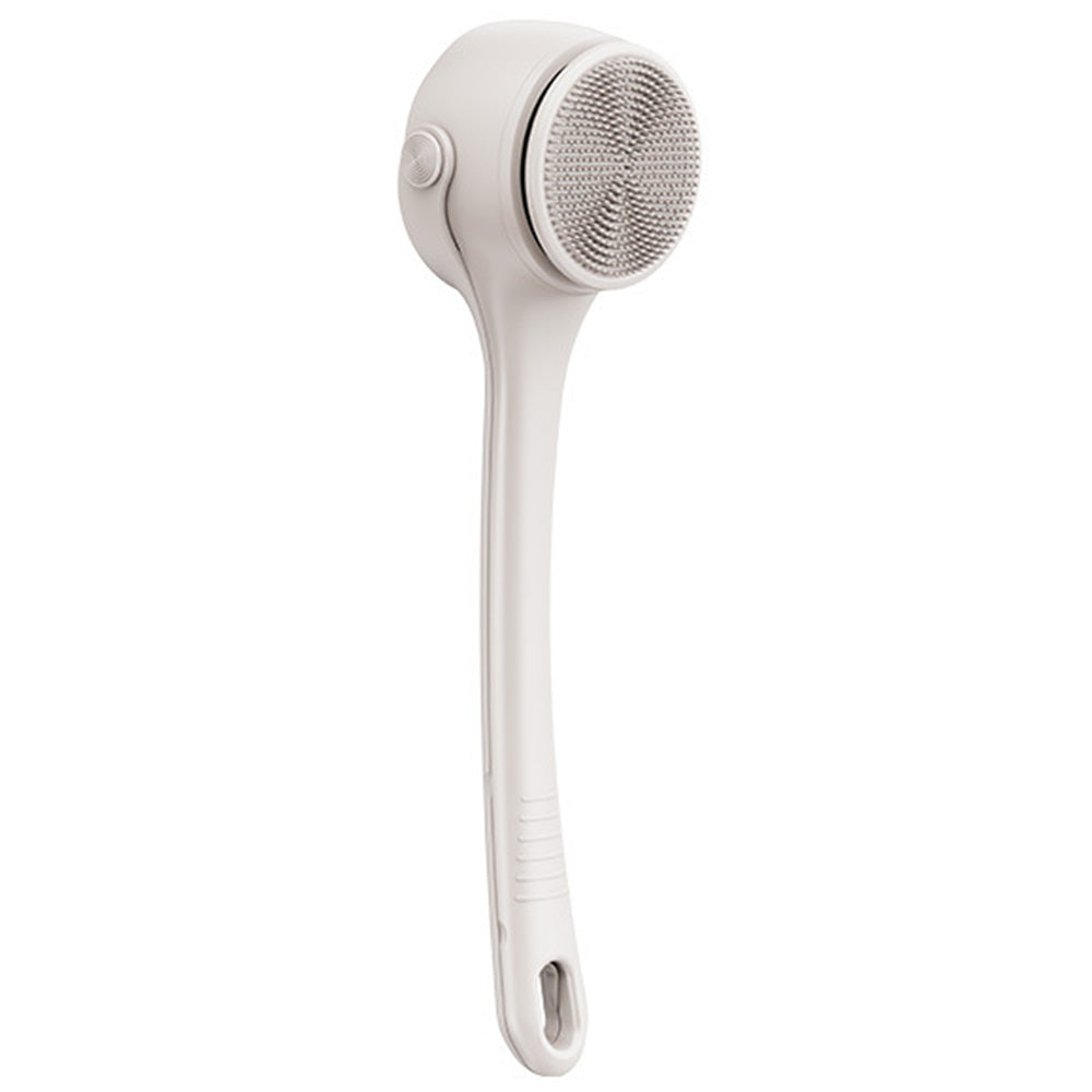 Electric Body Back Scrubber for Shower Dual Handle Bath Brush for Exfoliating Massage Apricot