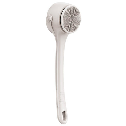 Electric Body Back Scrubber for Shower Dual Handle Bath Brush for Exfoliating Massage Apricot