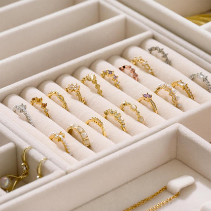 4pcs Stackable Jewelry Organizer Boxes Set for Earrings Rings Necklaces Bracelets-Beige