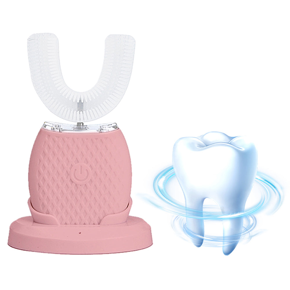 U Shaped Automatic Toothbrush Ultrasonic Electric Toothbrush for Adults Pink