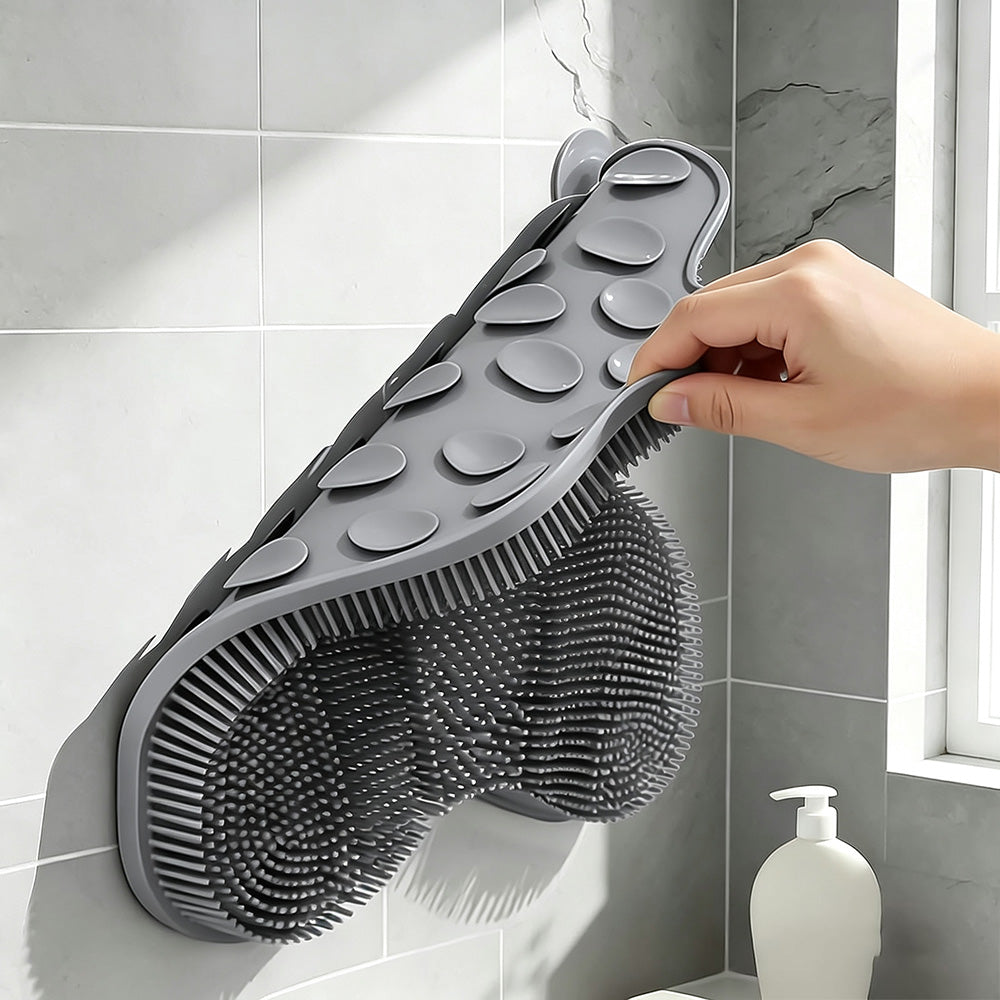 Non Slip Suction Back and Foot Cleaning Mat for Showers - Grey