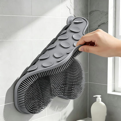 Non Slip Suction Back and Foot Cleaning Mat for Showers - Grey