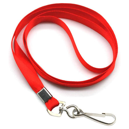 50 Flat ID Badge Lanyards with 360 Degree Swivel Hooks - Red