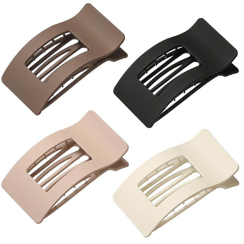 4PCS Large Flat Hair Clips Rectangle No-Slip Claw Clips for Women Style 2