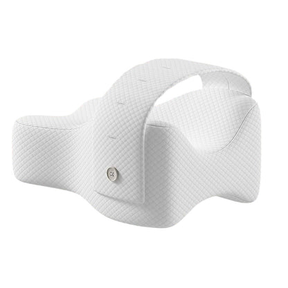 Memory Foam Knee Pillow for Side Sleepers Leg Pillow with Adjustable Strap White