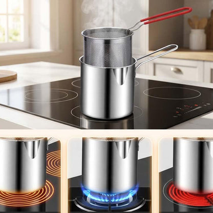 5-Piece Stainless Steel Deep Fryer Pot Set with Basket and Lid