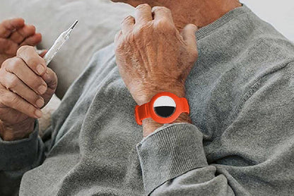 Silicone Watch Band AirTag Bracelet  Kids Silicone Watch Bands Anti-Scratch Films Wristband for Apple AirTag-Orange