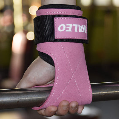 Pair of Weight Lifting Gloves Adjustable Hook and Loop Wrist Strap for Deadlift and Powerlifting Gym Workout Lifting Hooks Pink