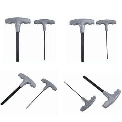 10 Piece CRV T Handle Hex Key Wrench Set with Metal Storage Stand - Grey