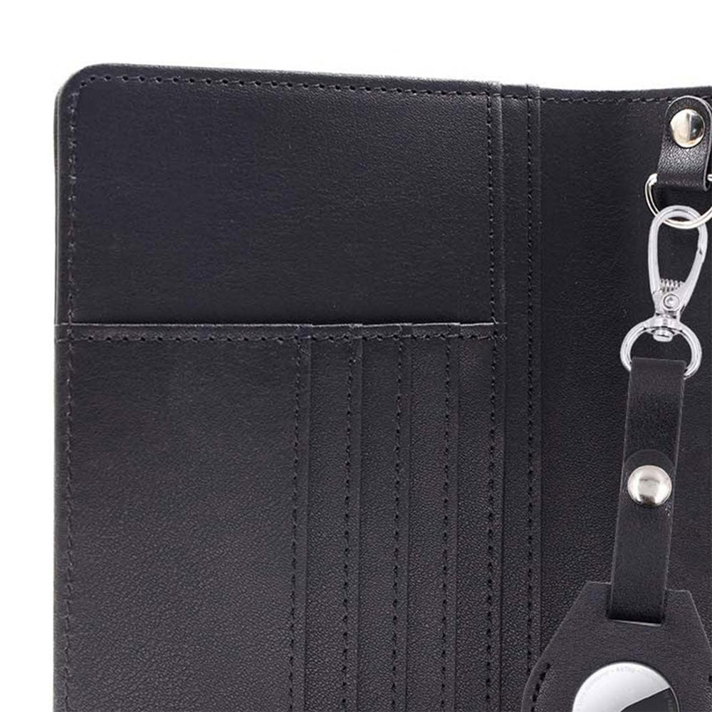 RFID Blocking Passport Wallet Travel Passport Card Case with Airtag Holder Black
