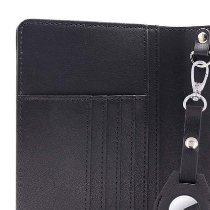 RFID Blocking Passport Wallet Travel Passport Card Case with Airtag Holder Black