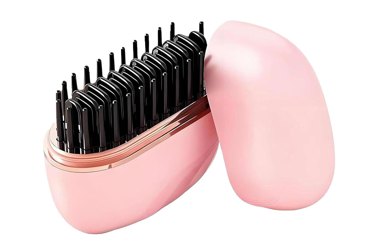 Rechargeable Wireless Mini Hair Straightener Comb - Pink