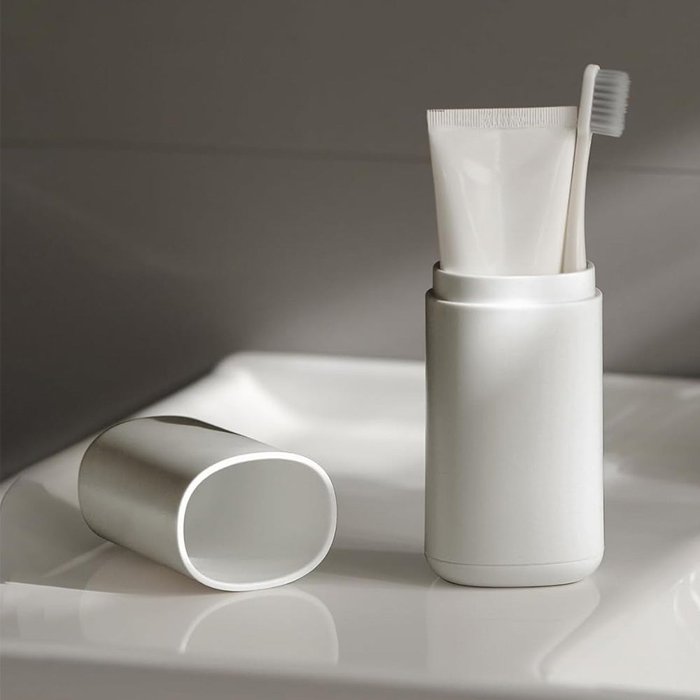 Portable 180 ml Travel Toothbrush Holder and Rinse Cup-Grey