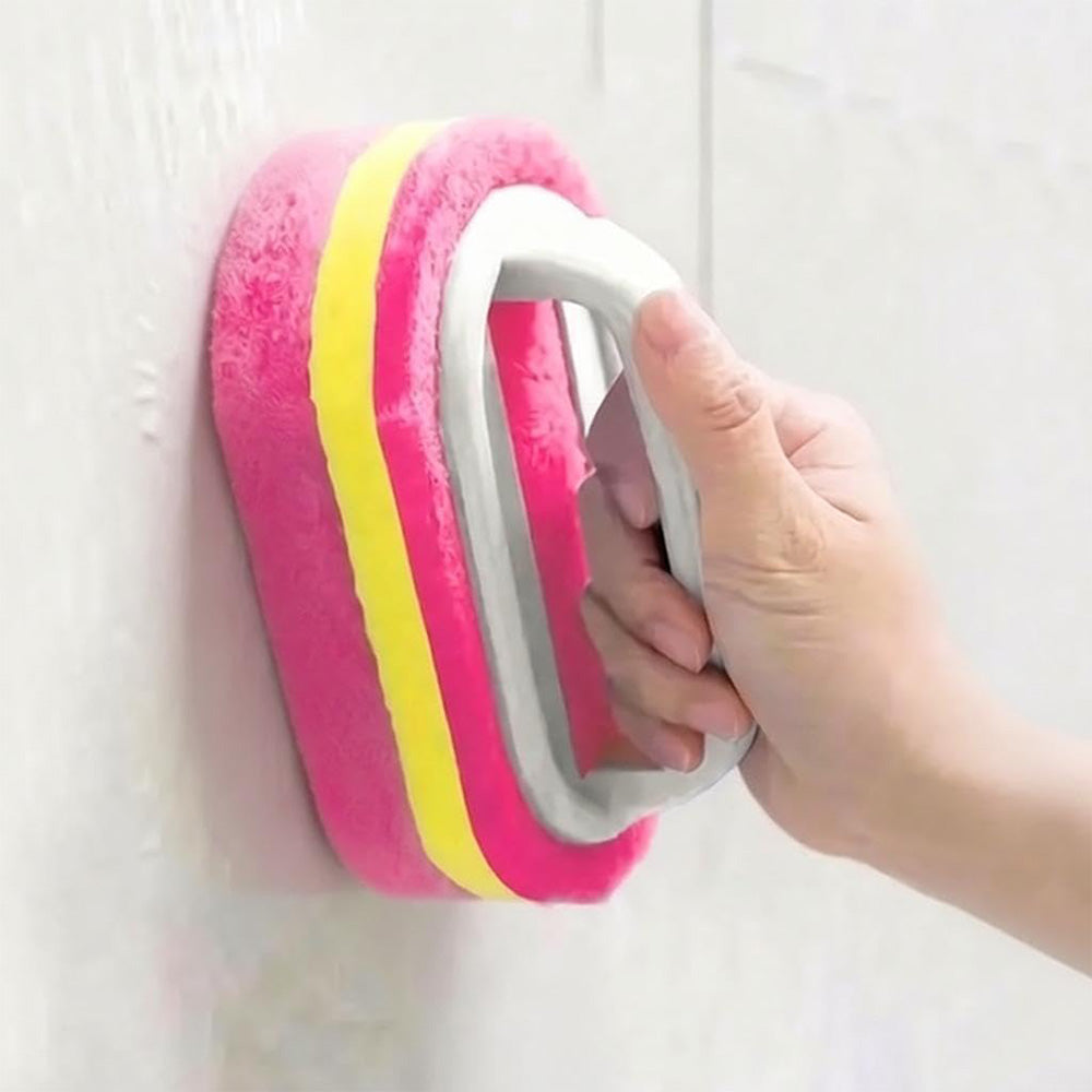 5Pcs Sponge Scrubber with Handle Kitchen Cleaning Tool for Dishes Sinks Pink
