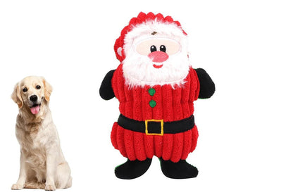 Christmas Squeaky Plush Soft Dog Toys Interactive Durable Dog Chew Toys-Santa Claus