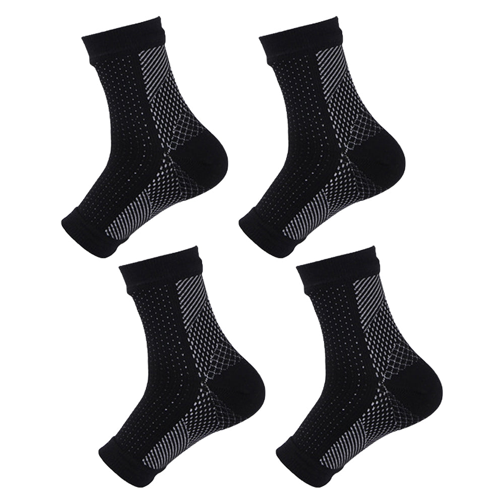 2 Pair of Compression Socks Ankle Compression Sleeve Heels Arch Support Socks Black