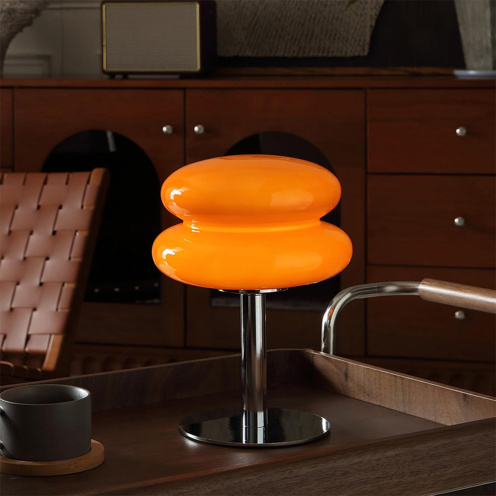 Mid Century Modern Egg Tart Nightstand Lamp Dimmable Bedside Light Orange