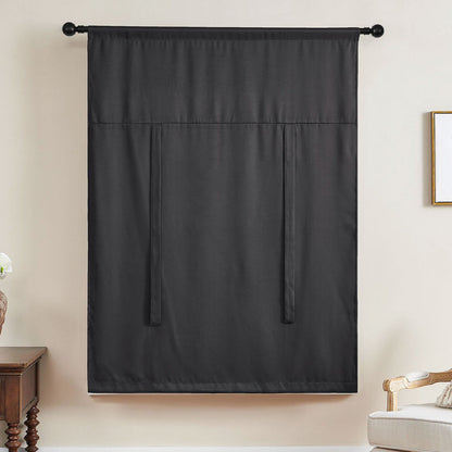 Thermal Insulated Tie Up Window Shade Light Blocking Curtain Black