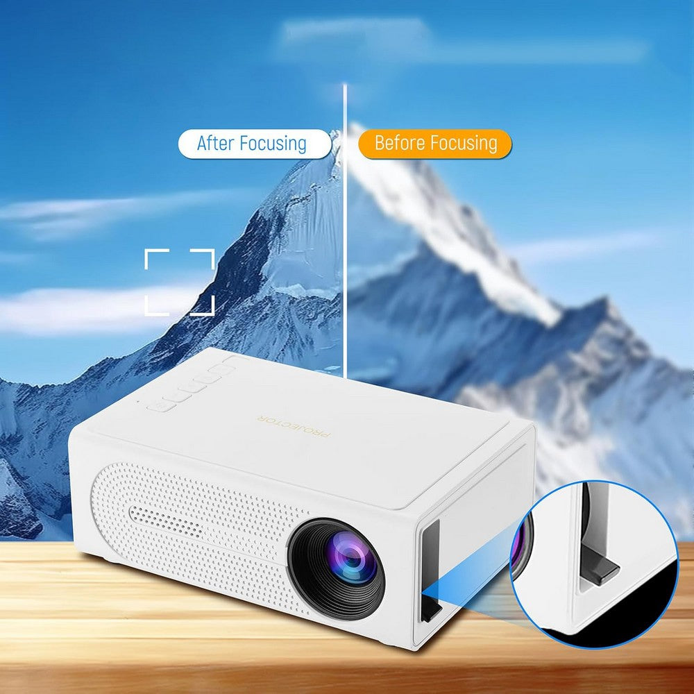 1080P Mini Projector Full HD Portable Video Projector Home Theater Movie-White