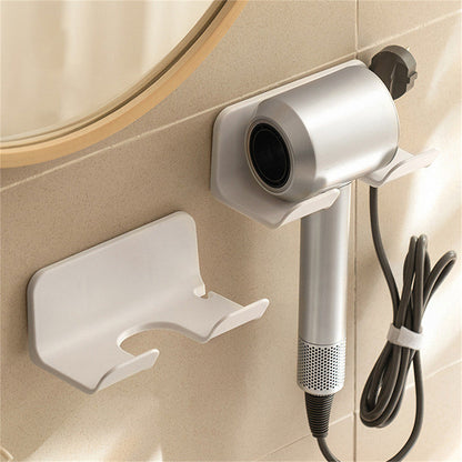 2PCS Wall Mounted Hair Dryer Holder with Cord Organizer Adhesive Blow Dryer Rack White