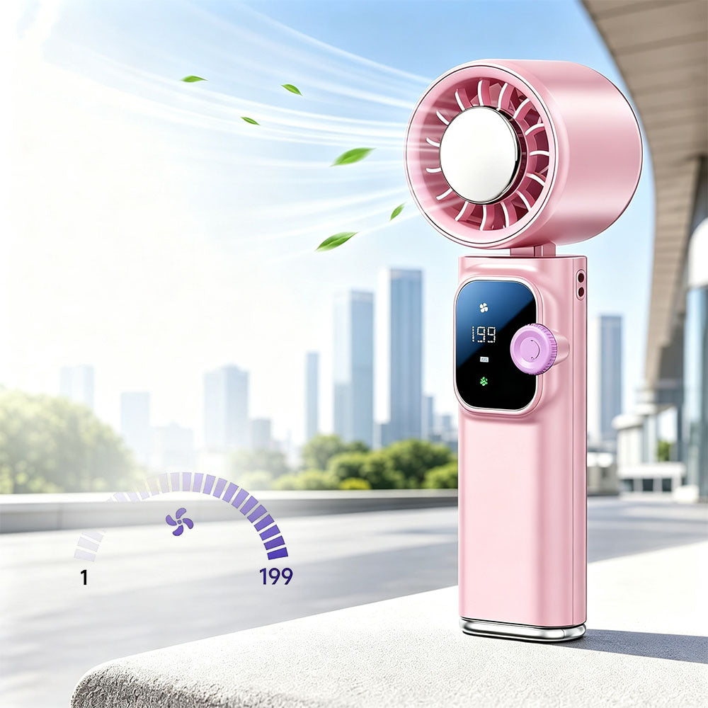TEC Cooling Handheld Fan with 199 Speed Levels - Pink