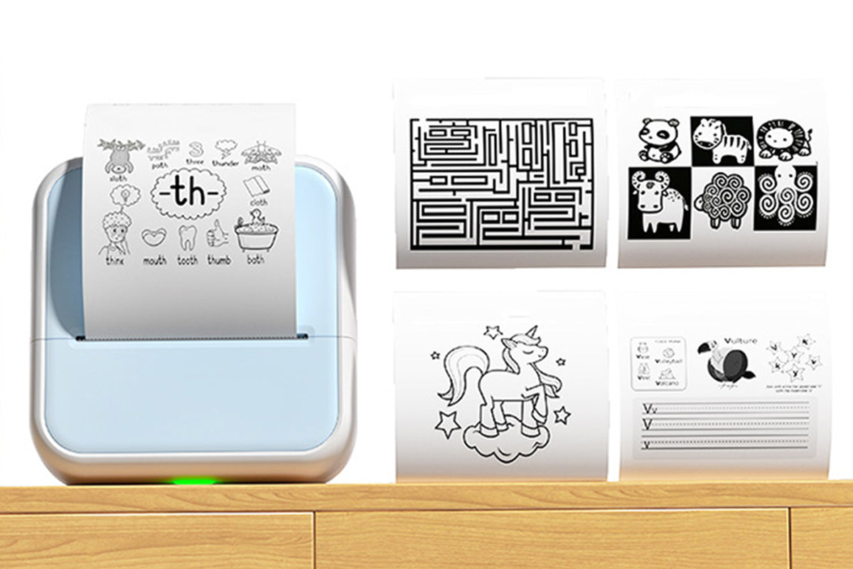 Mini Sticker Printer Portable Bluetooth Thermal Printer for Photo Notes-Blue