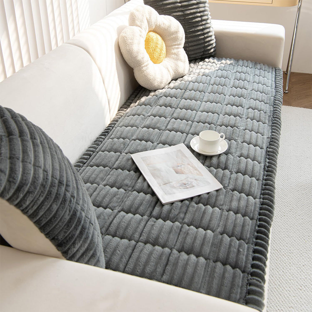 Couch Cover for Dogs Washable Fuzzy Pet Couch Cushion-Dark Grey