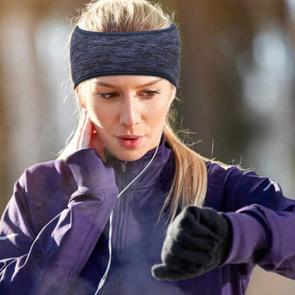 2Pcs Fleece Ear Warmer Headband with Ponytail Hole Running Headband Thermal Ear Muffs Style 2