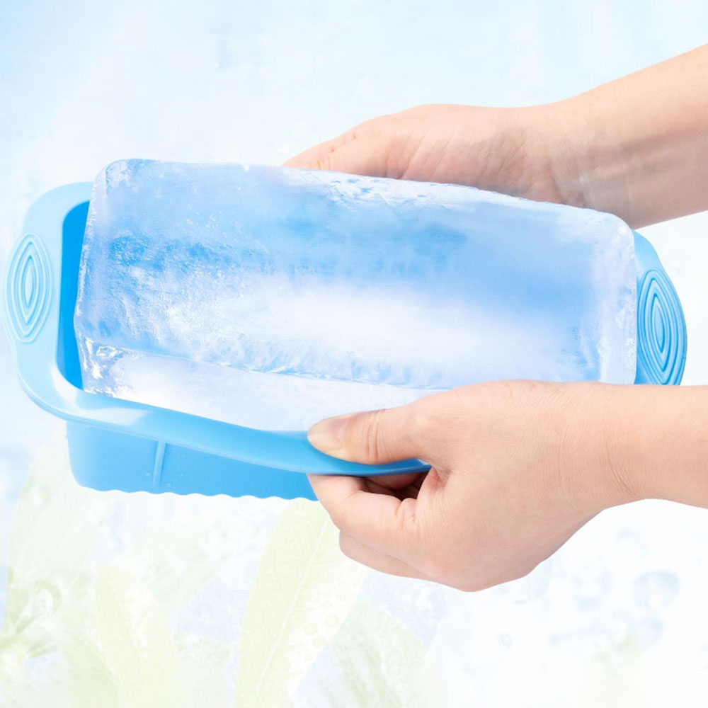 2Pcs Ice Block Mold Silicone Ice Grid Mould Blue