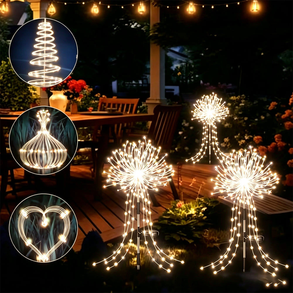 4 Pack Solar Firework Lights String with 8 Modes - Warm White