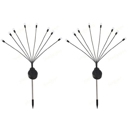 Solar Garden Lights 2Pcs 8LED Solar Powered Firefly Light Ground Patio Stake Walkway Lamp Outdoor Garden Decor -Yellow