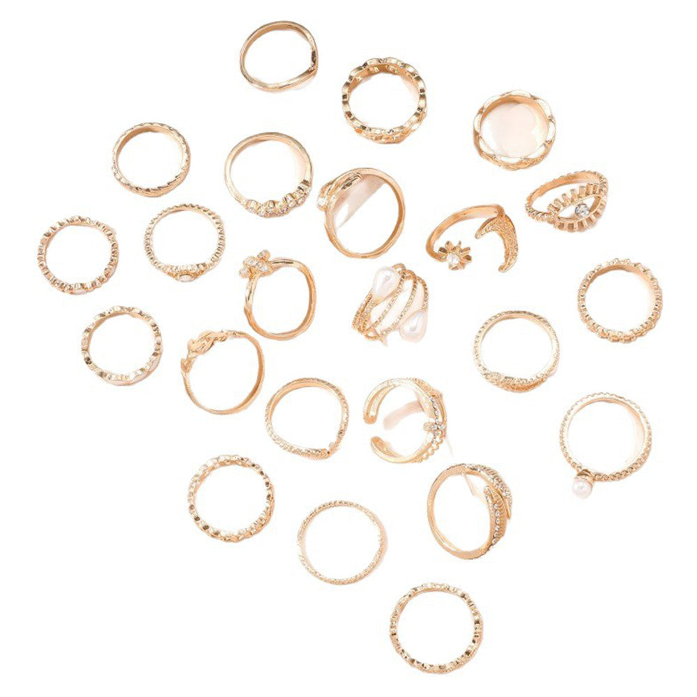 23Pcs Geometric Knuckle Ring Set Stackable Rings -Gold