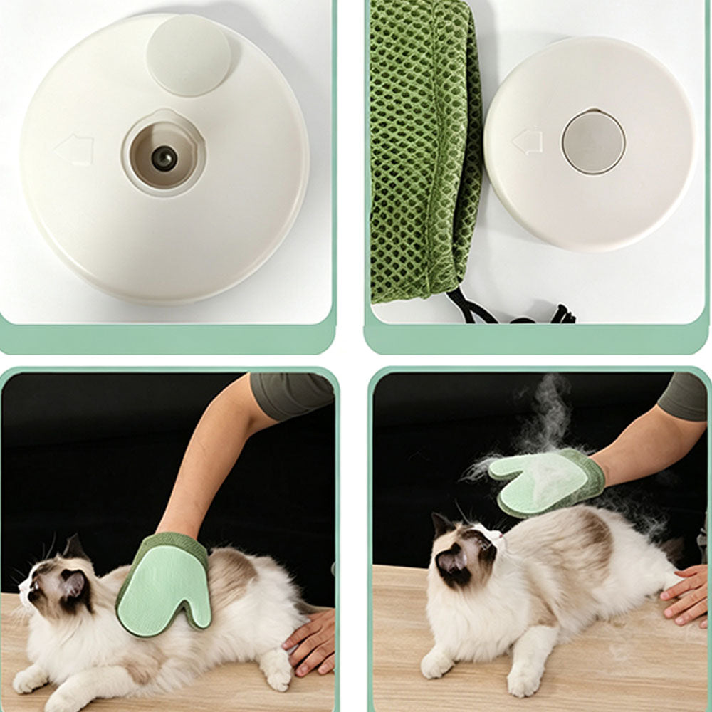 USB Spray Pet Grooming Glove for Cats Dogs - Light Green