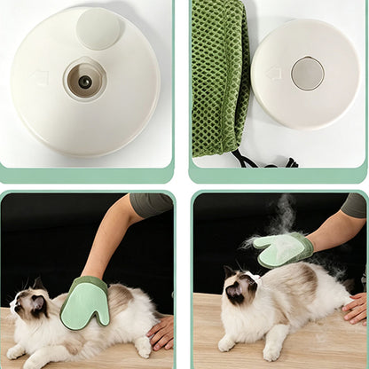 USB Spray Pet Grooming Glove for Cats Dogs - Light Green